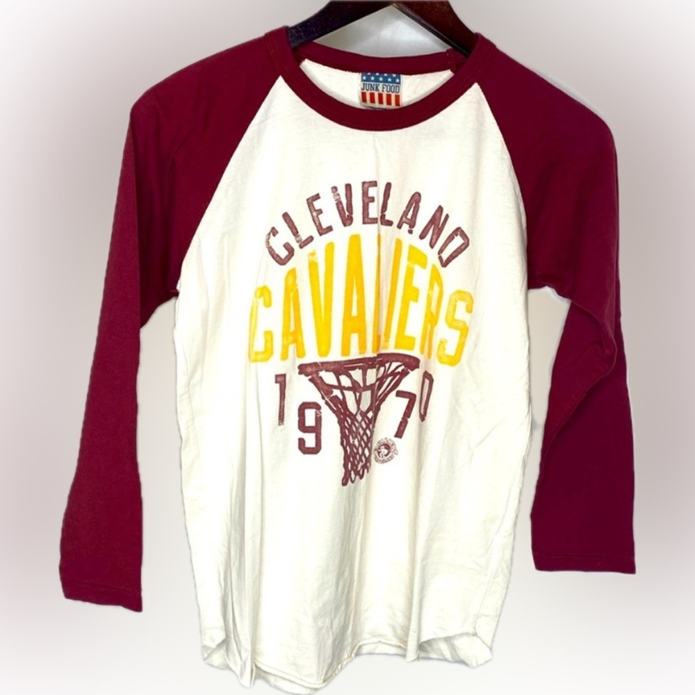 Youth Cleveland Cavaliers White/Wine All-American Raglan 3/4-Sleeve Tee XXL EUC
